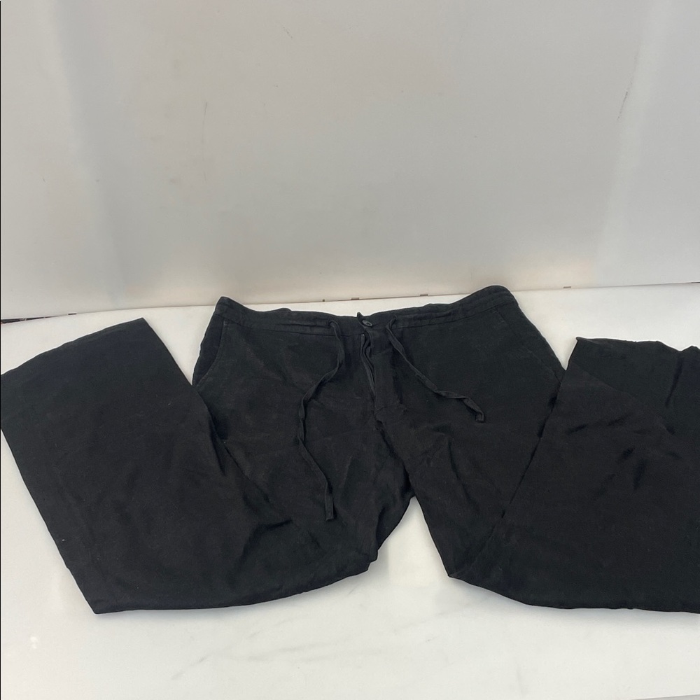 H&M women’s black linen drawstring, slacks size 34